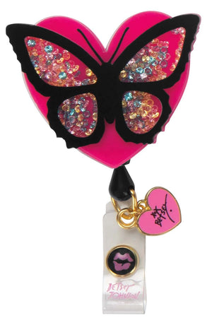 Betsey Retractable Badges Heart Butterfly