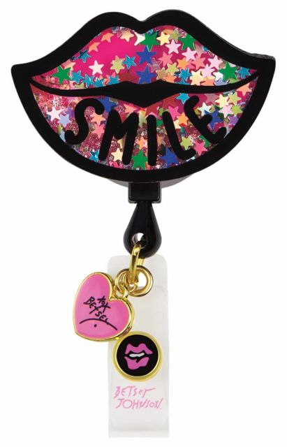 Betsey Retractable Badges Smile Lips